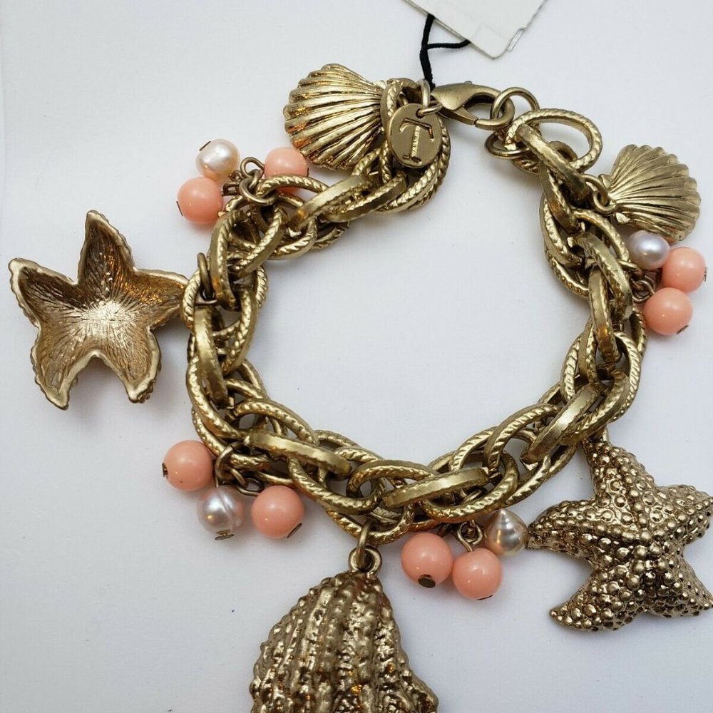 Talbots Gold Tone Seashell Starfish Shell Bracelet